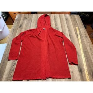 NorthStyle Sweater Women's Plus 1X Red Long Sleeve Open Cardigan with Hoodie